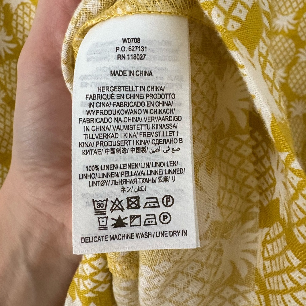 Boden NEW Pineapple Print Laurie Linen Midi Dress in Chartreuse Size 10 - Picture 6 of 6